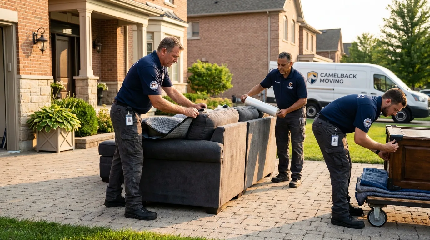 Large estate moving crew wrapping furniture in Burnsville, MN